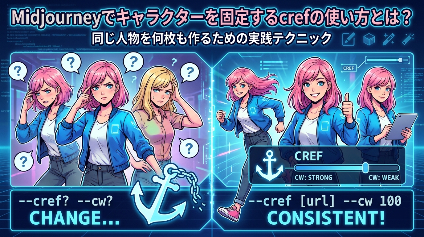 Midjourneyでキャラクターを固定するcrefの使い方とは?