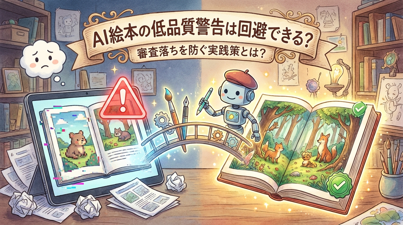 AI絵本の低品質警告は回避できる？審査落ちを防ぐ実践策とは？