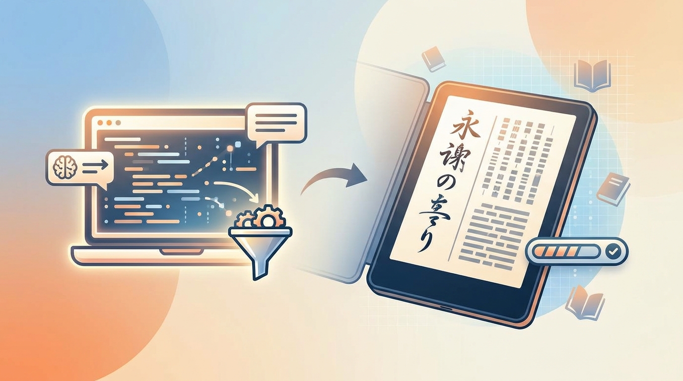 Kindleの縦書きは原稿整形と読み方向設定で決まります